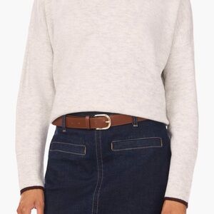 Vince Camuto Tipped Crewneck Sweater - Silver Heather / Port